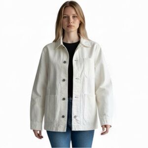 Old Navy Relaxed Magnolia Chore Jacket Ivory Utility Style - Women’s Size Small